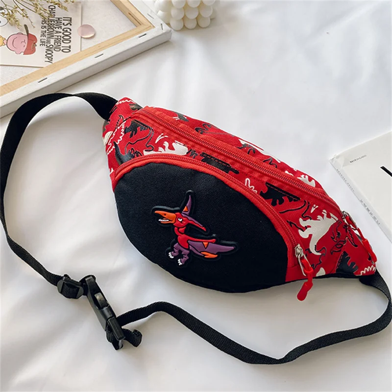 Kid Waist Bag Cartoon Dinosaur Fanny Bag Belt Pouch Zipper Waist Pack