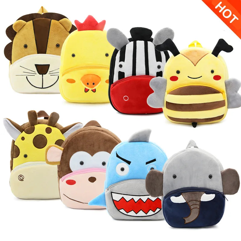 Kids 3D Animal Backpacks Boys Girls Toddler Schoolbag Cartoon Lion Bee Bookbag