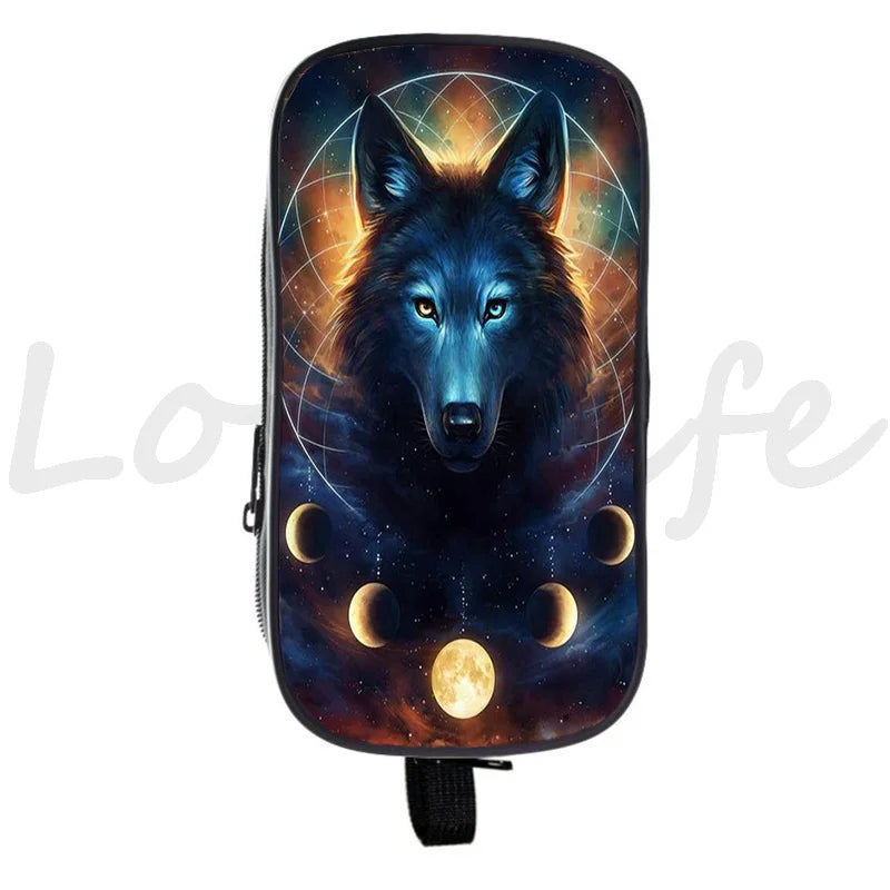 Kids 3D Animal Lion Wolf Pen Bags Boys Girls Pen Case