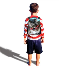 Kids Cat Printing Backpack for Kindergarten Boys