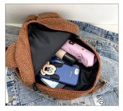 Kids Backpack Boys Girls School Bags Children School Bags Bear Ear Fleece Mini B