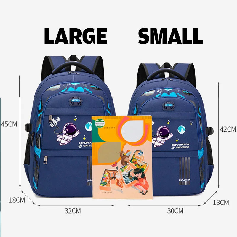 Boys Astronaut Backpack Waterproof Book Bag Cartoon Pendant Schoolbag