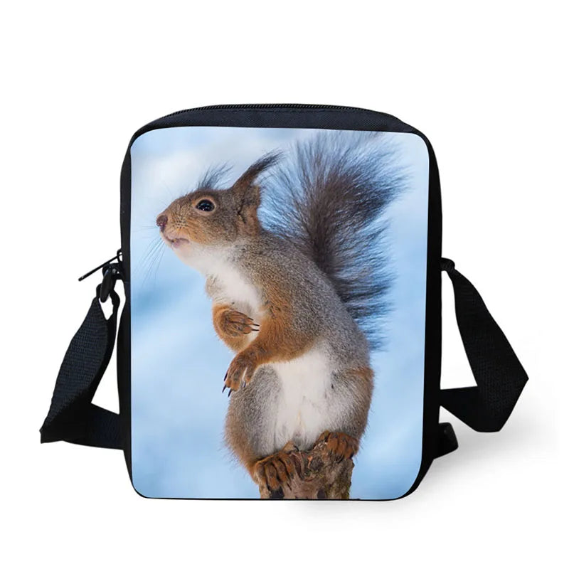 Kids Casual Squirrel Printed Mini Messenger Bag Small Shoulder Girl