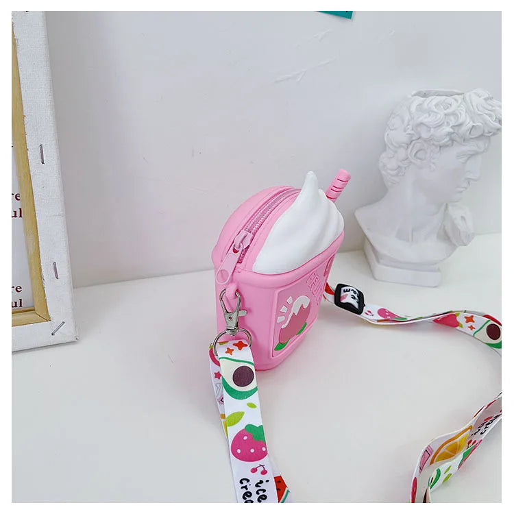 Kids Crossbody Bags Messenger Bag Fruit Print Ice Cream Shaped Shoulder Bag