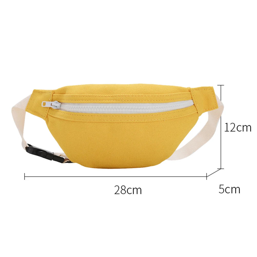 Girls Casual Waist Bag Canvas Chest Bum Belt Pack Zip Lightweight Shoulder Pouch