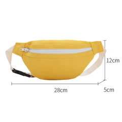 Girls Casual Canvas Waist Bag Zip Chest Pack Lightweight Shoulder Pouch