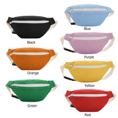 Girls Casual Waist Bag Canvas Chest Bum Belt Pack Zip Lightweight Shoulder Pouch