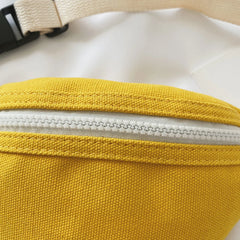 Girls Casual Waist Bag Zip Canvas Lightweight Shoulder Pouch