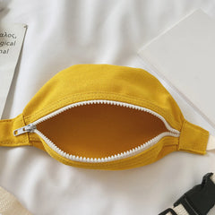 Girls Casual Waist Bag Zip Canvas Lightweight Shoulder Pouch