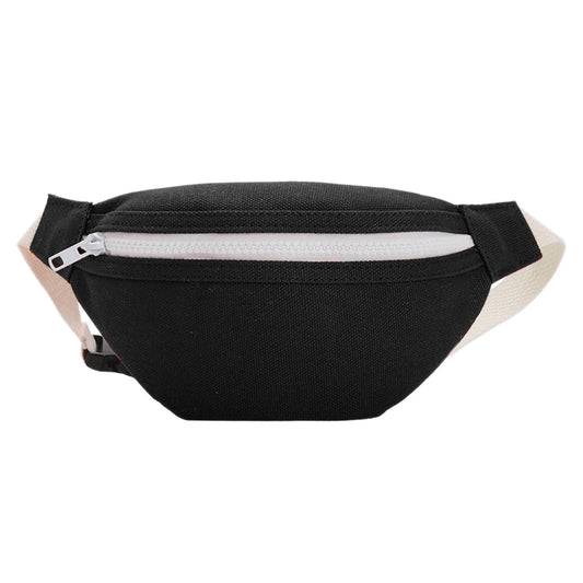 Girls Canvas Waist Bag Pack Zip Casual Chest Bum Belt Shoulder Pouch