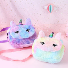 Plush Girls Cartoon Messenger Bag Adjustable Strap Large Capacity