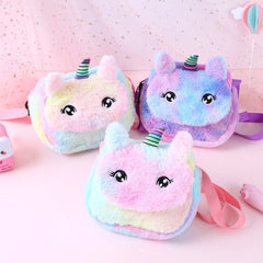 Plush Girls Cartoon Messenger Bag Adjustable Strap Large Capacity