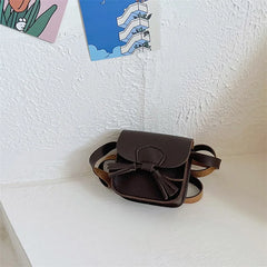 Kids Girls Mini Messenger Bag Retro PU Leather Solid Messenger Bag Kids Square B