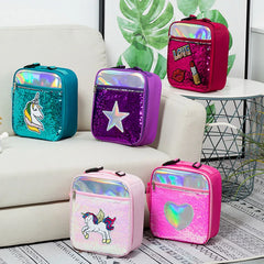 Sequins Insulated Lunch Bag for Kids Women