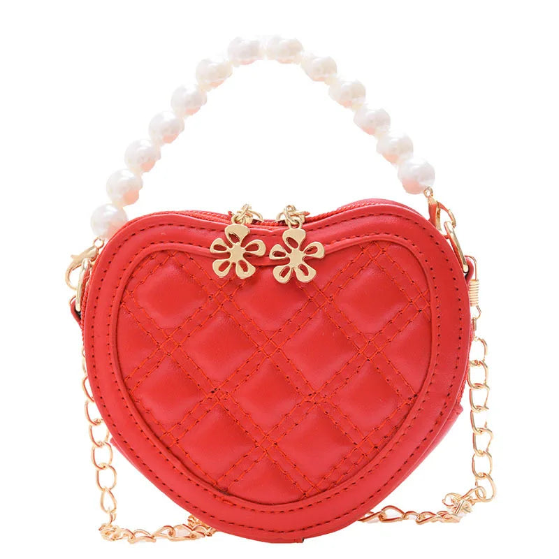 Kids Mini Heart Crossbody Bag Little Girls Leather Purse Baby Coin Pouch