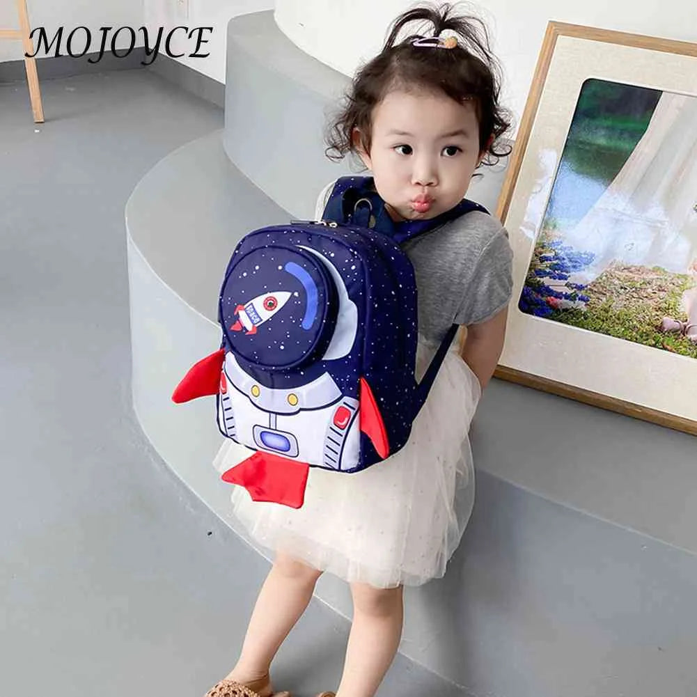 3D Rocket Kids Nylon Casual Backpack Boys Girls School Bag
