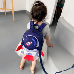 Kids Rocket Casual Backpack Travel Bags Cartoon 3D Boys Girls School Bag