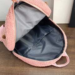 Kids Plush Backpack Cartoon Kindergarten School Bag Winter Warm Fleece Daypack