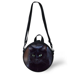 Cats Pattern Girls School Bags Round Shape Kindergarten Shoulder Bags
