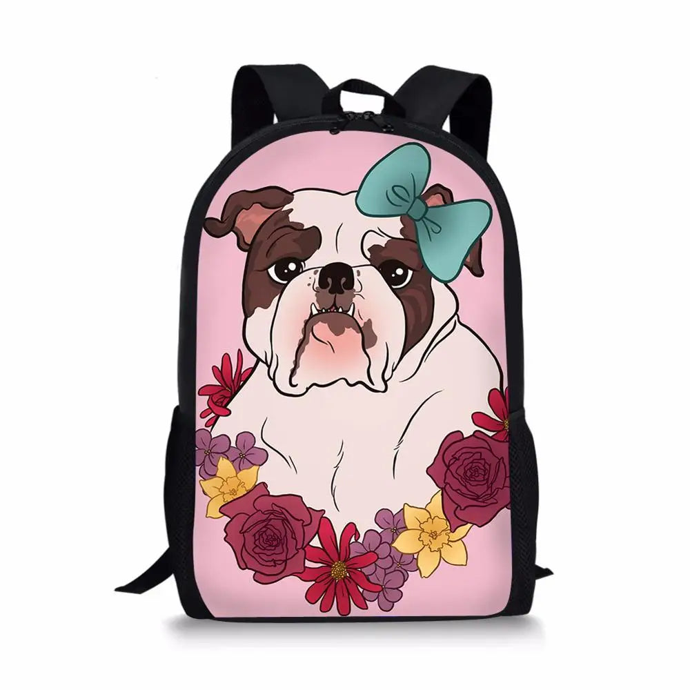 Kids School Bags Bulldogs Prints Pattern Children's Travel Backpack
