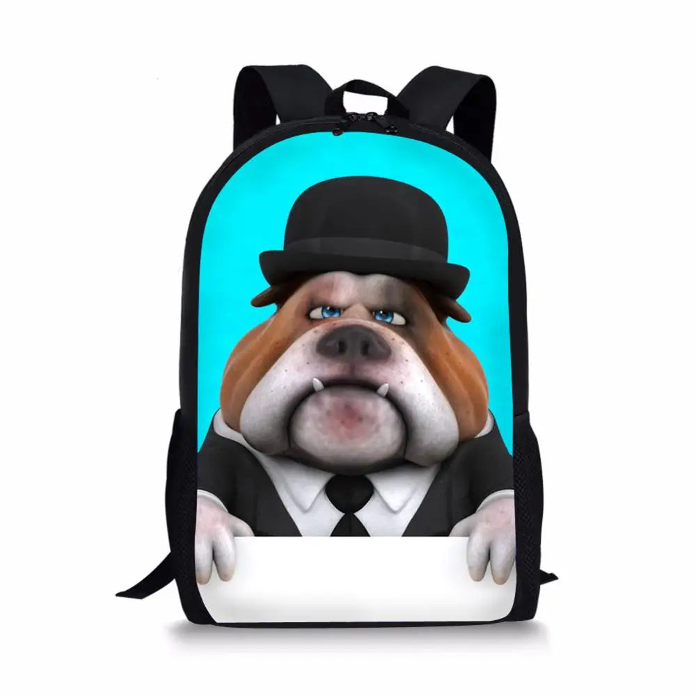 Little Bulldogs Print School Backpack for Boys