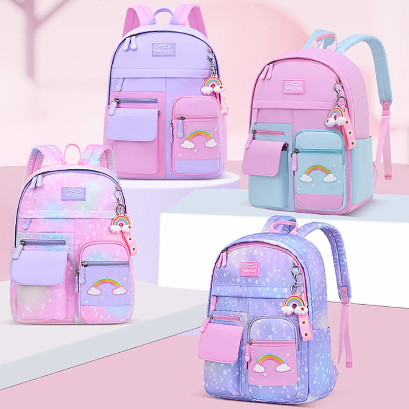 Cartoon Clouds Backpack Girl Print Waterproof Schoolbag Kids Book Bag