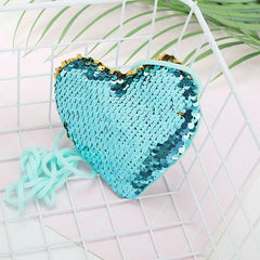 Sequins Heart Shape Shoulder Coin Bag for Girls