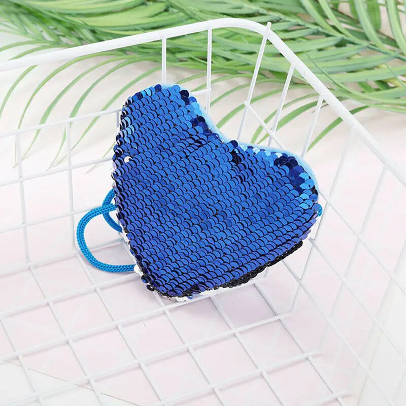 Sequins Heart Shape Shoulder Coin Bag for Girls