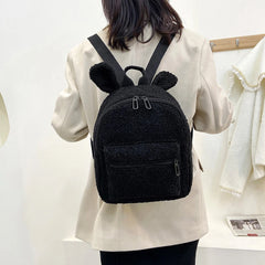 Kids Bunny Ear Plush Backpack Warm Fleece Daypack