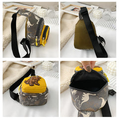 Kids Waist Bags Dinosaur Print Outdoor Travel Crossbody Bag