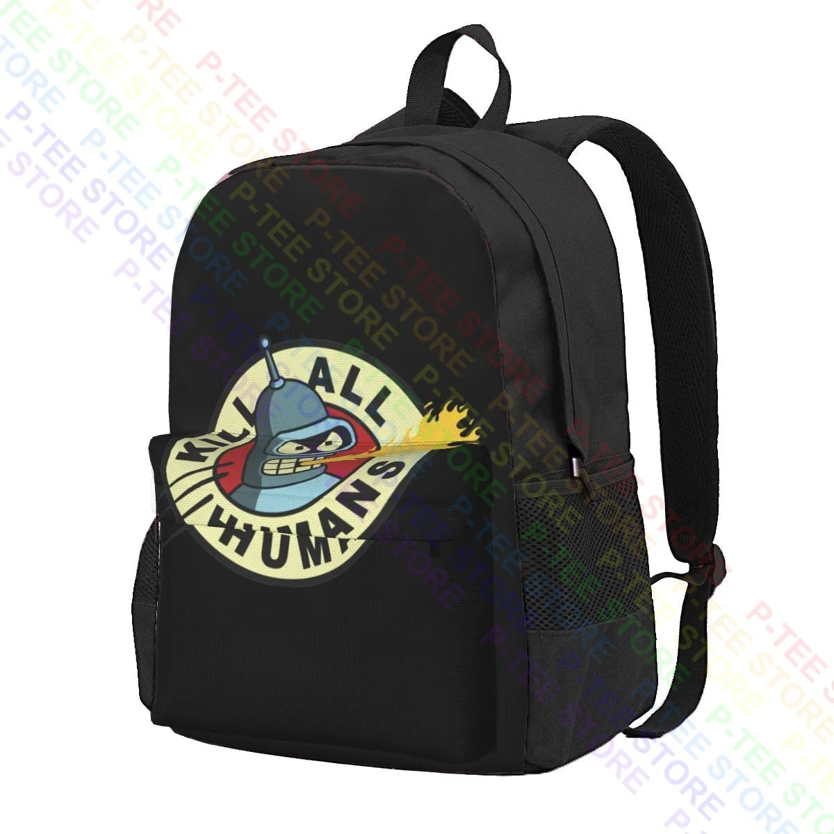 Kill All Humans Bender Robot Beer Movie Tv Poster Art Uk Large Capacity Backpack