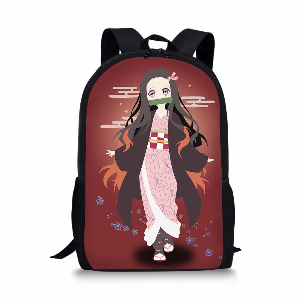Kimetsu No Yaiba Pattern School Backpack for Kids