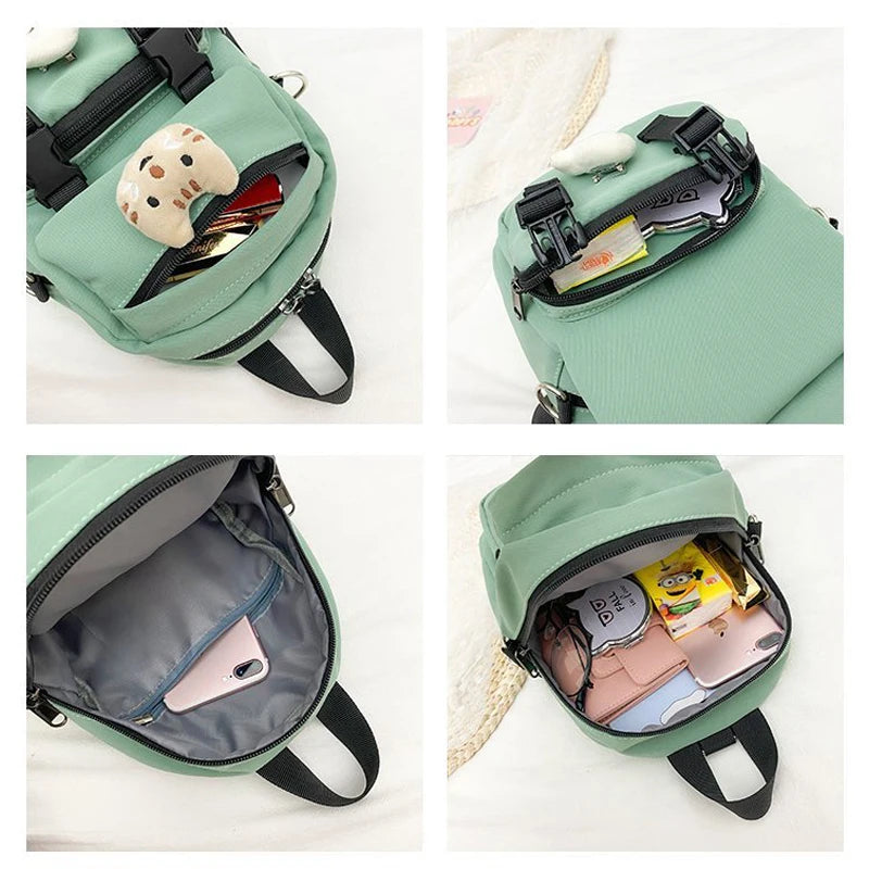 Kitten Women Backpack Fish Shoulders Bags Canvas Small School Bags
