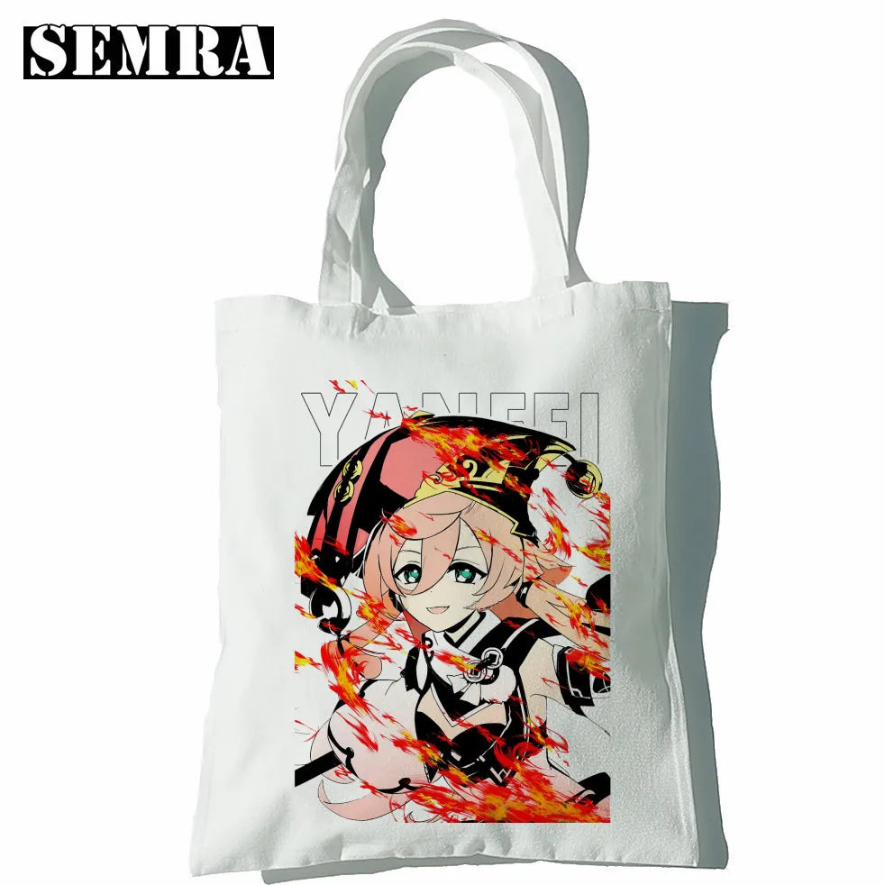 Klee Anime Women Canvas Shopper Bag Large Capacity Tote Mouse Shoulder Handbag