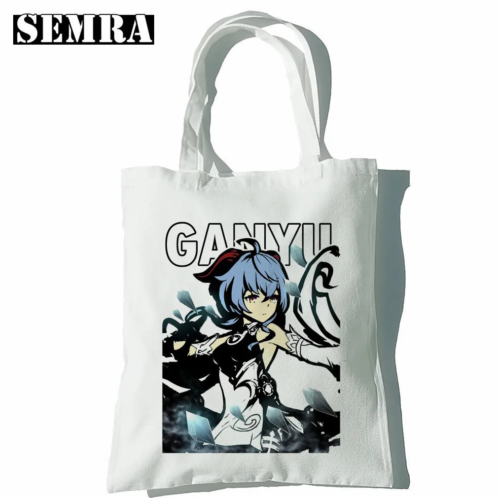 Klee Anime Women Canvas Shopper Bag Large Capacity Tote Mouse Shoulder Handbag