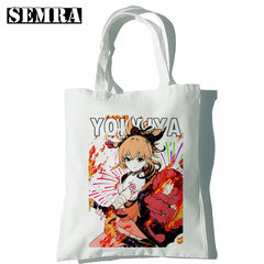 Klee Anime Women Canvas Shopper Bag Large Capacity Tote Mouse Shoulder Handbag