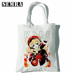 Klee Anime Women Canvas Shopper Bag Large Capacity Tote Mouse Shoulder Handbag