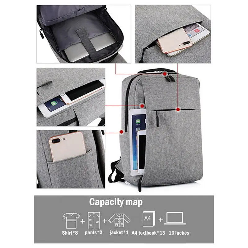 Anti Theft Travel Backpack USB Laptop Bag