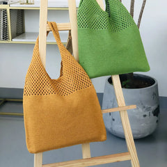 Women's Boho Style Knitted Shoulder Tote Bag
