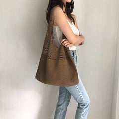 Women's Boho Style Knitted Shoulder Tote Bag