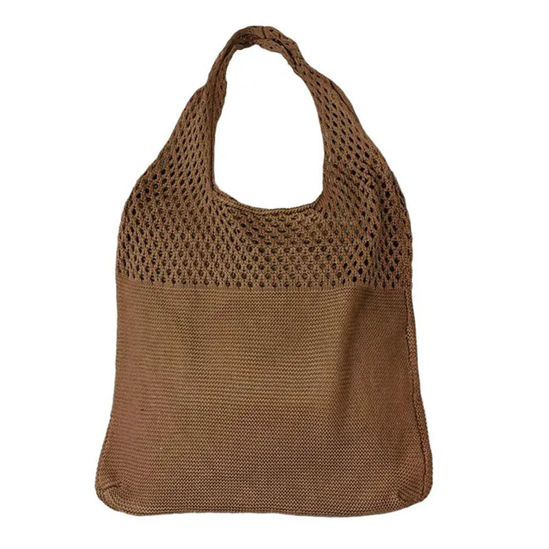 Women's Boho Style Knitted Shoulder Tote Bag