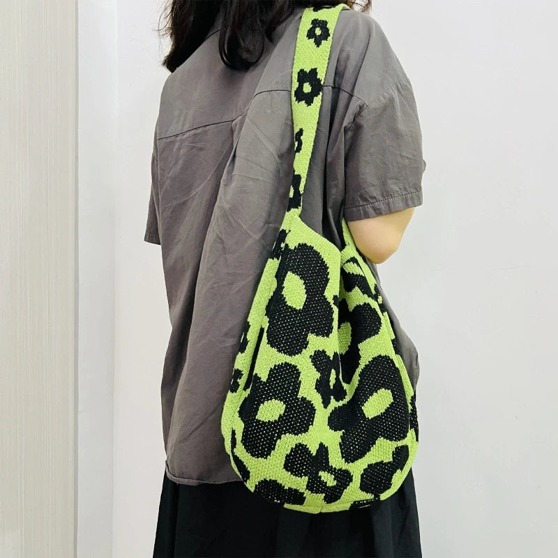 Knitted Handbags Crochet Tote Shoulder Bag Book Storage Casual Shopping