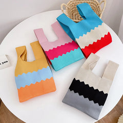 Knitted Women Handbags Casual Tote Striped INS Female Bags Ladies