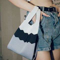 Knitted Women Handbags Casual Tote Striped INS Female Bags Ladies