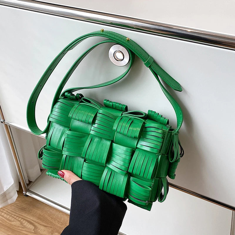 Knitted Weave Women's Clutch Shoulder Bag Leather Cross Body Bags