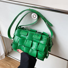 Knitted Weave Women's Clutch Shoulder Bag Leather Cross Body Bags