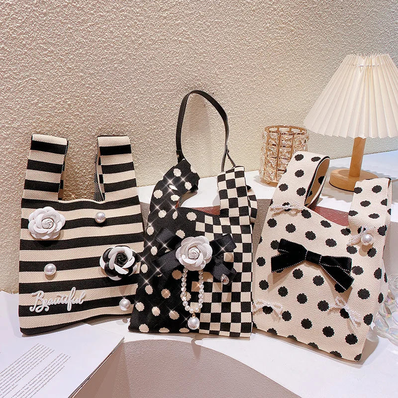 Knitted Wrist Bag Women Boho Bag Casual Shoulder Tote