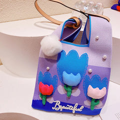 Knitted Wrist Bag Women Boho Bag Casual Shoulder Tote