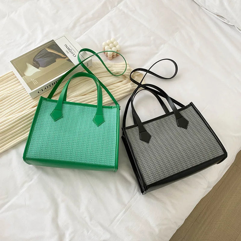 Knitting Handbags Women's Bag Shoulder Crossbody Top Handle Totes Square