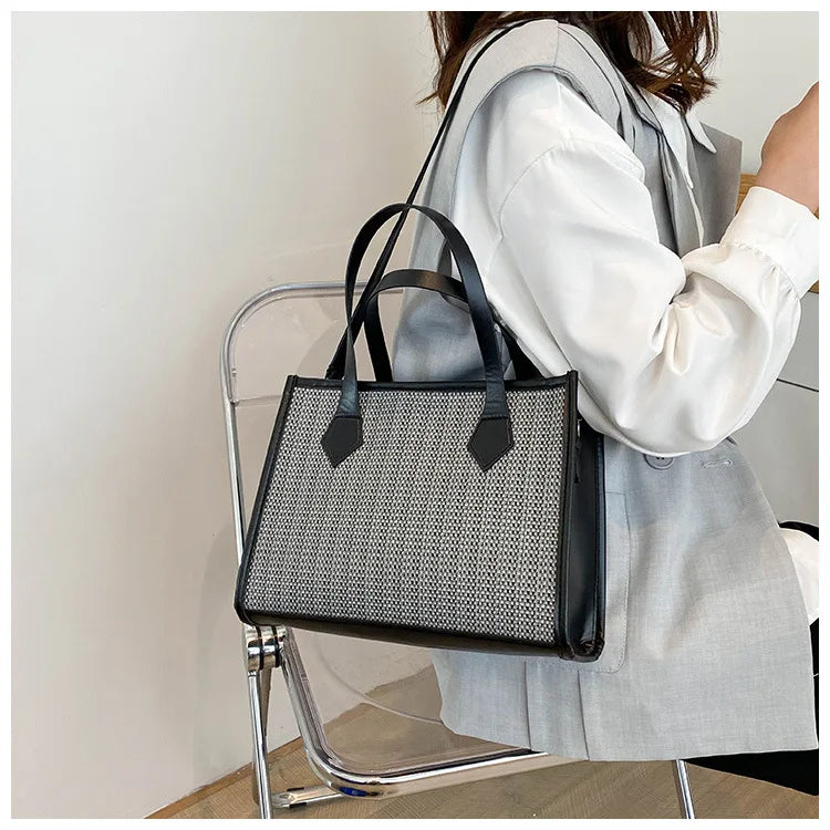 Knitting Handbags Women's Bag Shoulder Crossbody Top Handle Totes Square